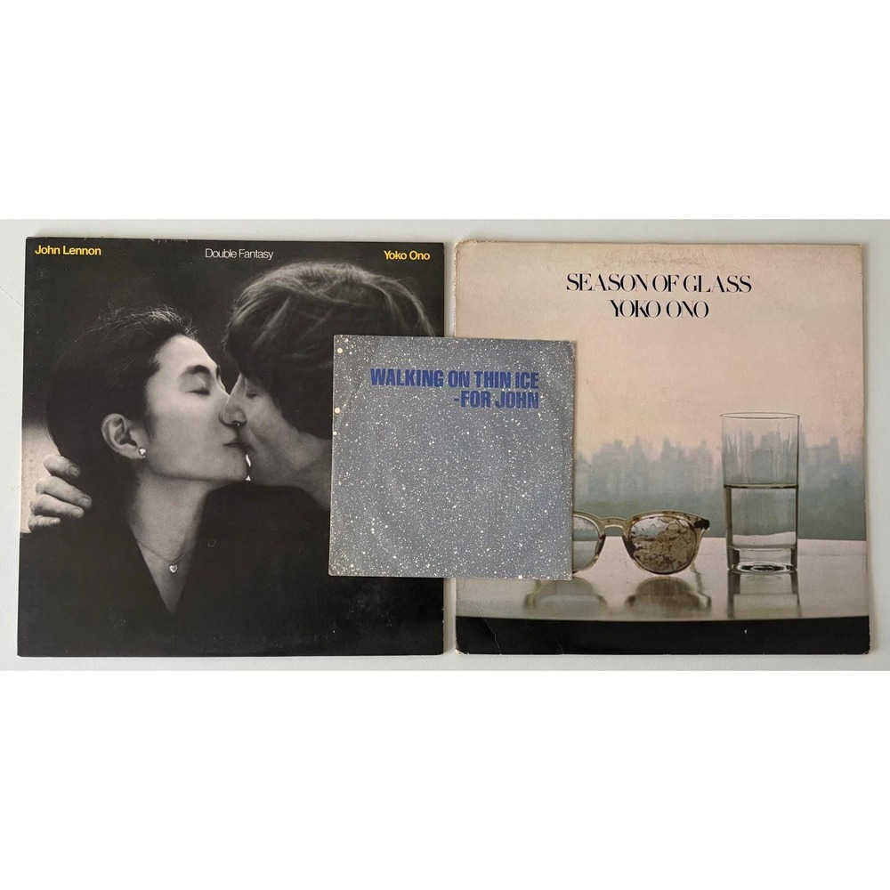 John Lennon Yoko Ono Vinyl Lot Double Fantasy Season of Glass 2 LP + 1 7" 45 RPM